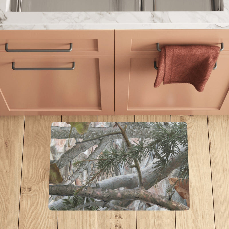 Camo Realistic Tree Forest Pattern Kitchen Mat