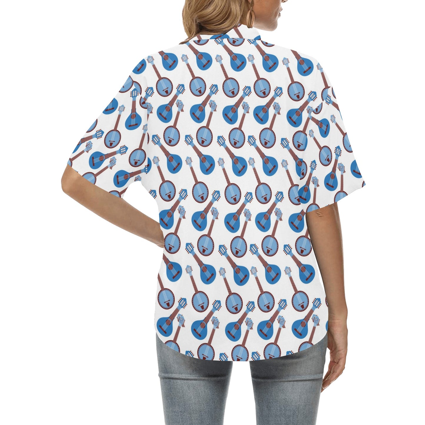 Banjo Print Design LKS401 Women's Hawaiian Shirt