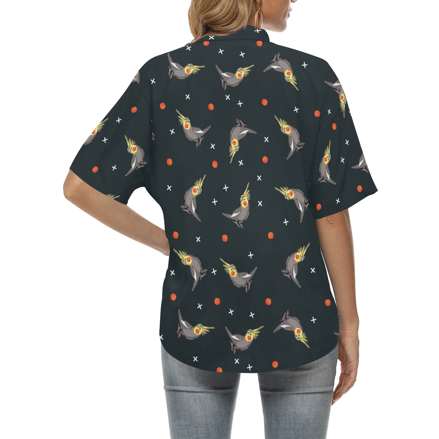 Cockatiel Pattern Print Design 02 Women's Hawaiian Shirt