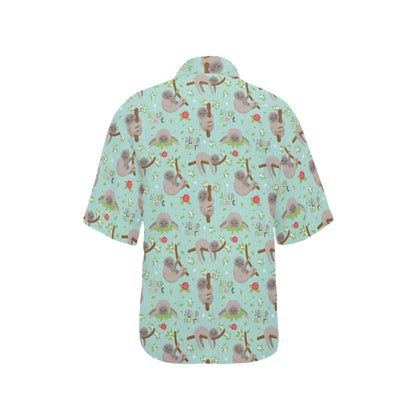 Sloth Print Design LKS305 Women's Hawaiian Shirt