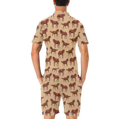 Brown Horse Print Pattern Men's Romper