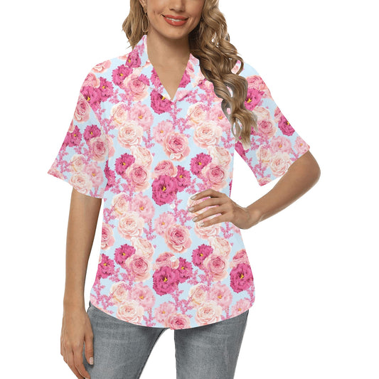 Lisianthus Pattern Print Design LT05 Women's Hawaiian Shirt