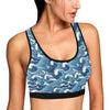 Wave Themed Pattern Print Sports Bra