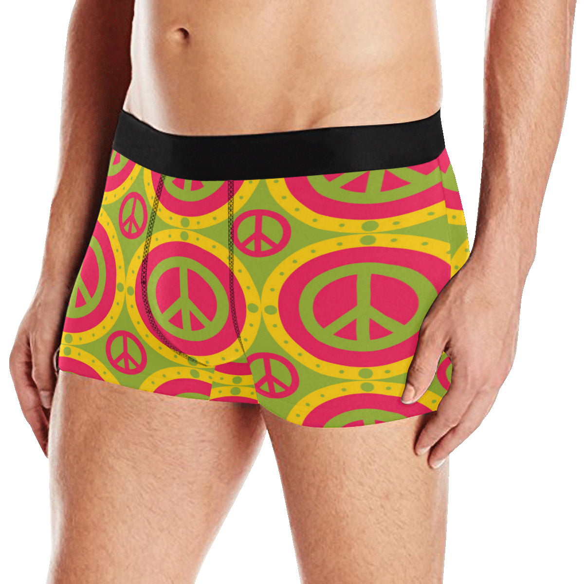 Peace Sign Pattern Print Design A01 Men's Boxer Briefs