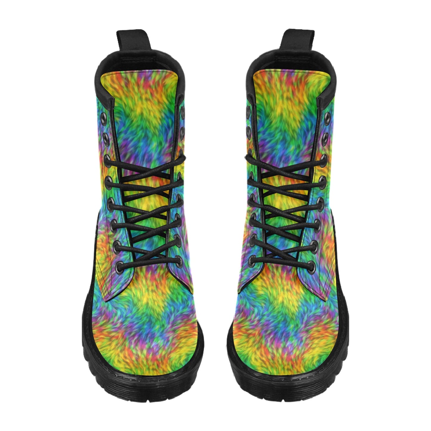 Rainbow Fur Design Print Women's Boots