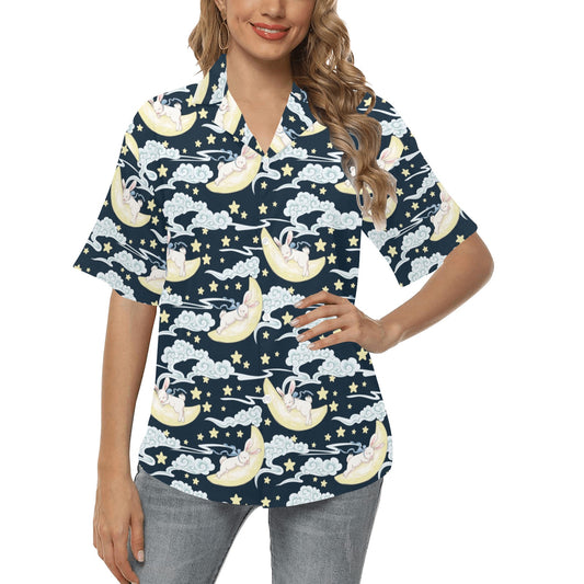 Rabbit Sleeping Pattern Print Design RB08 Women's Hawaiian Shirt