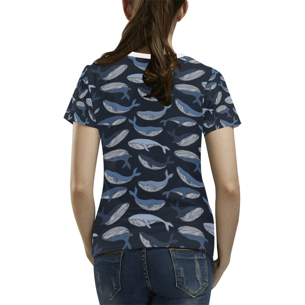 Whale Print Design LKS301 Women's  T-shirt