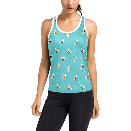 Bee With Dot Print Design LKS309 Women's Racerback Tank Top
