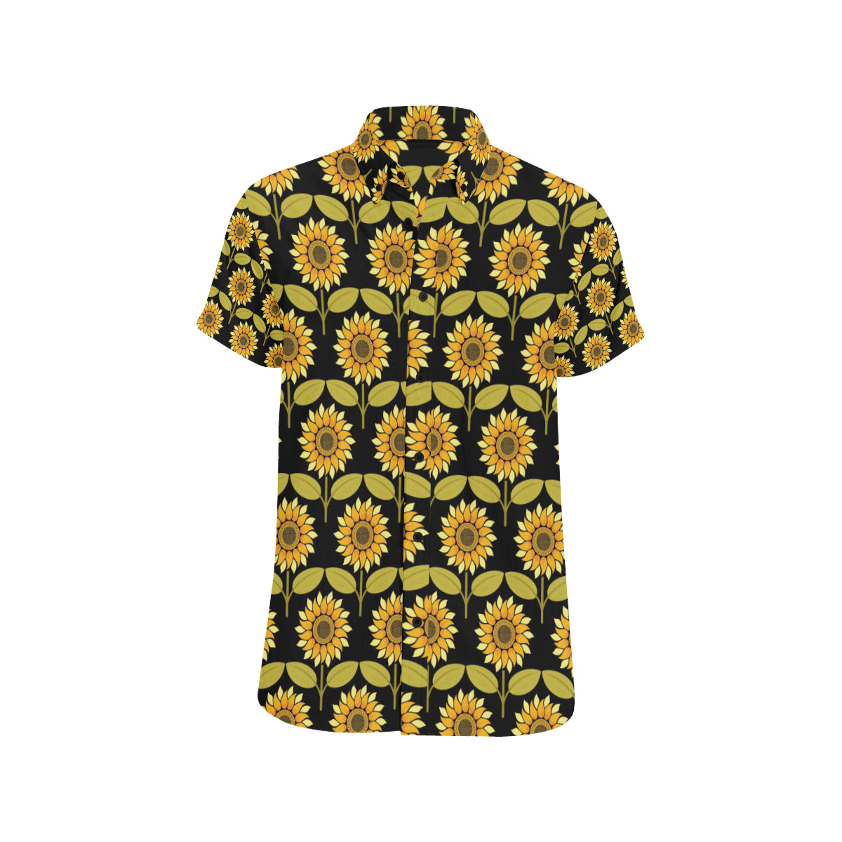 Sunflower Pattern Print Design SF015 Men's Short Sleeve Button Up Shirt