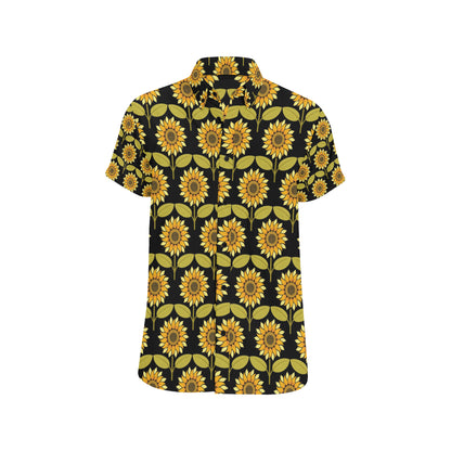 Sunflower Pattern Print Design SF015 Men's Short Sleeve Button Up Shirt