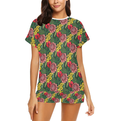 Summer Floral Print Design LKS305 Women's Short Pajama Set