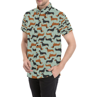 Dachshund Cute Print Pattern Men's Short Sleeve Button Up Shirt