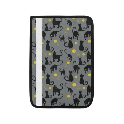 Black Cat Yellow Yarn Print Pattern Car Seat Belt Cover