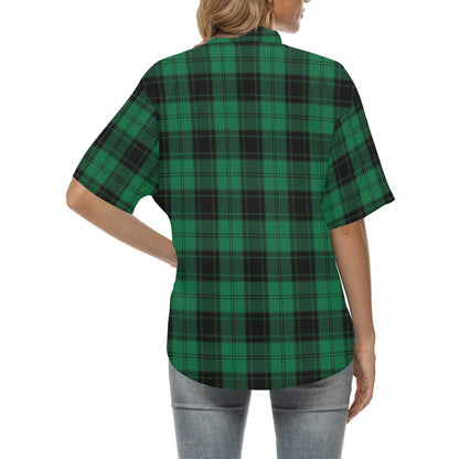 Tartan Green Print Design LKS302 Women's Hawaiian Shirt