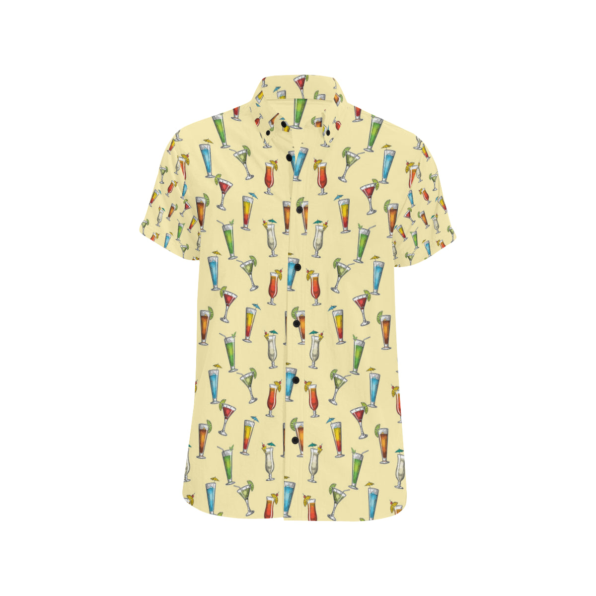 Cocktail Pattern Print Design 02 Men's Short Sleeve Button Up Shirt