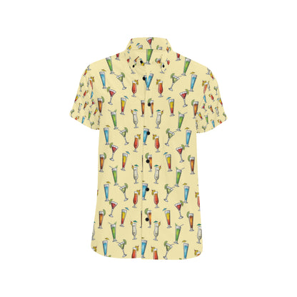 Cocktail Pattern Print Design 02 Men's Short Sleeve Button Up Shirt
