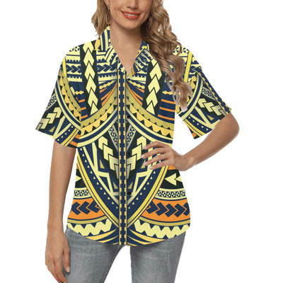 Polynesian Tattoo Print Women's Hawaiian Shirt