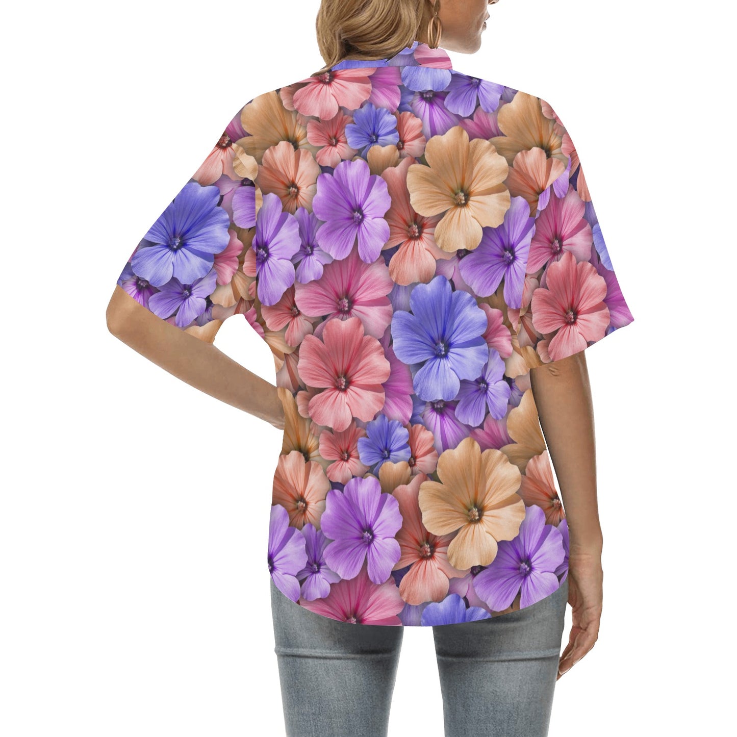 Colorful Geranium Pattern Women's Hawaiian Shirt