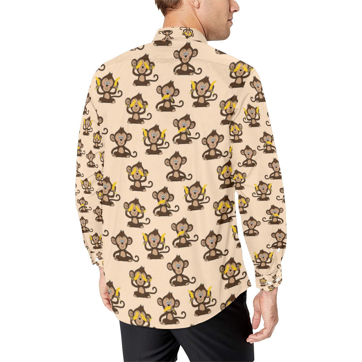 Monkey Pattern Print Design 03 Men's Long Sleeve Shirt
