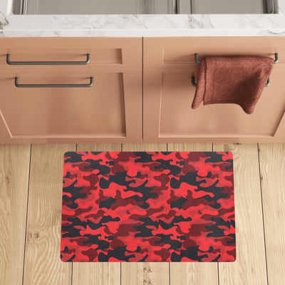 Camo Red Pattern Print Design 03 Kitchen Mat