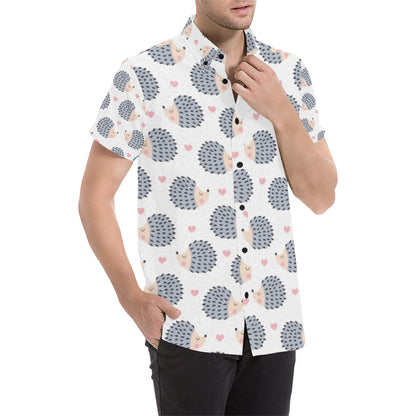 Hedgehog Baby Pattern Print Design 03 Men's Short Sleeve Button Up Shirt