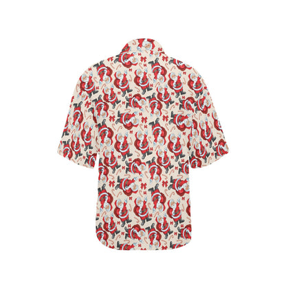 Santa Christmas Themed Print Design LKS302 Women's Hawaiian Shirt