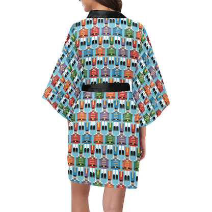Nutcracker Pattern Print Design A02 Women's Short Kimono