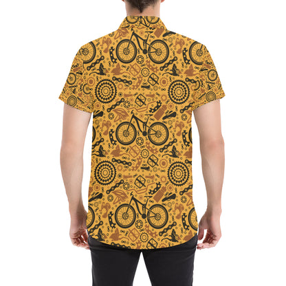 Mountain bike Pattern Print Design 03 Men's Short Sleeve Button Up Shirt