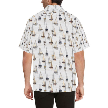 Sailboat Paint Pattern Print Design LKS307 Men's Hawaiian Shirt