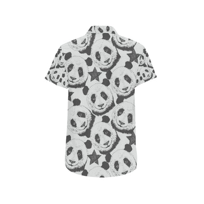 Panda Pattern Print Design A02 Men's Short Sleeve Button Up Shirt