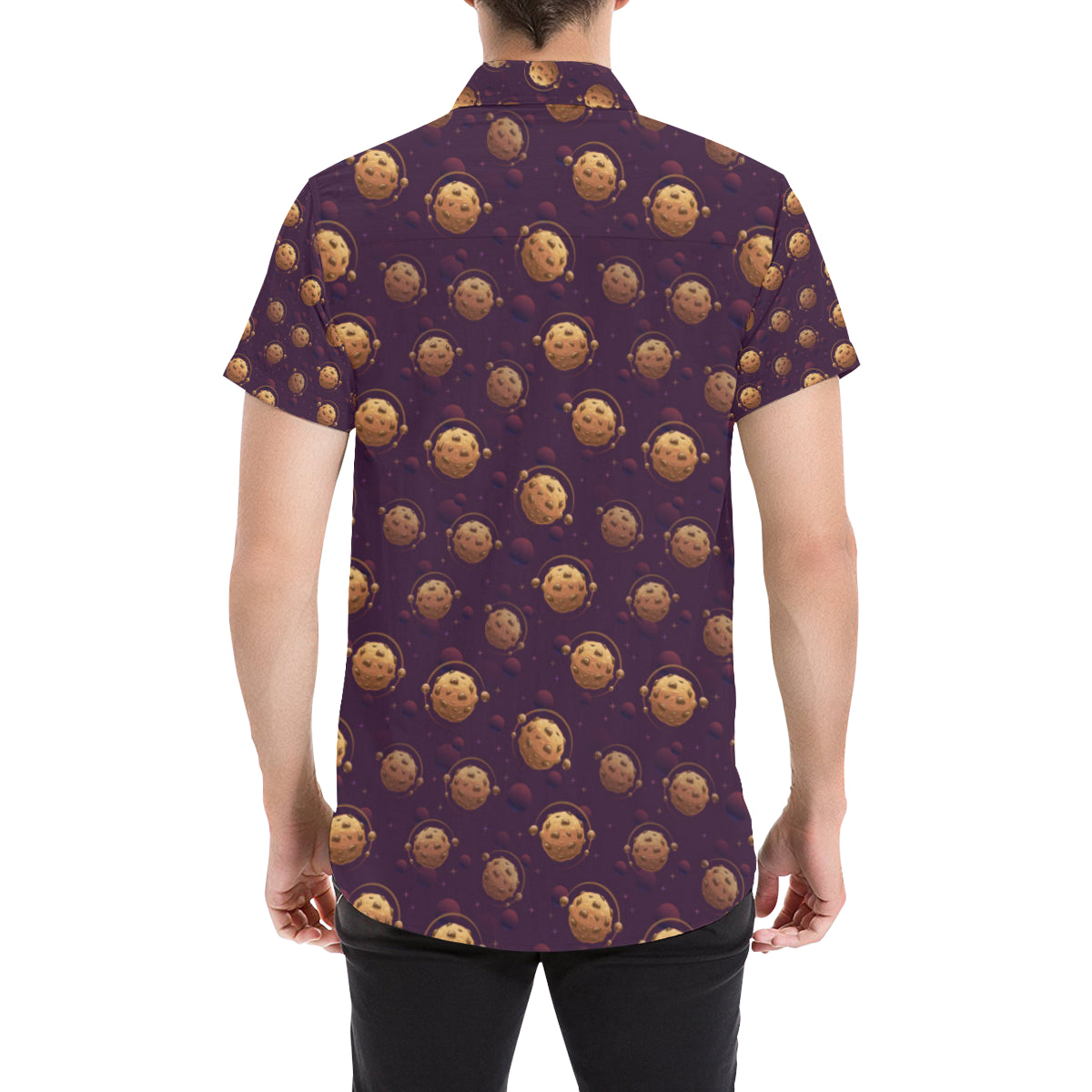 Cookie Pattern Print Design 03 Men's Short Sleeve Button Up Shirt