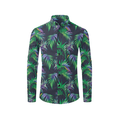 Palm Leaves Pattern Print Design PL04 Men's Long Sleeve Shirt