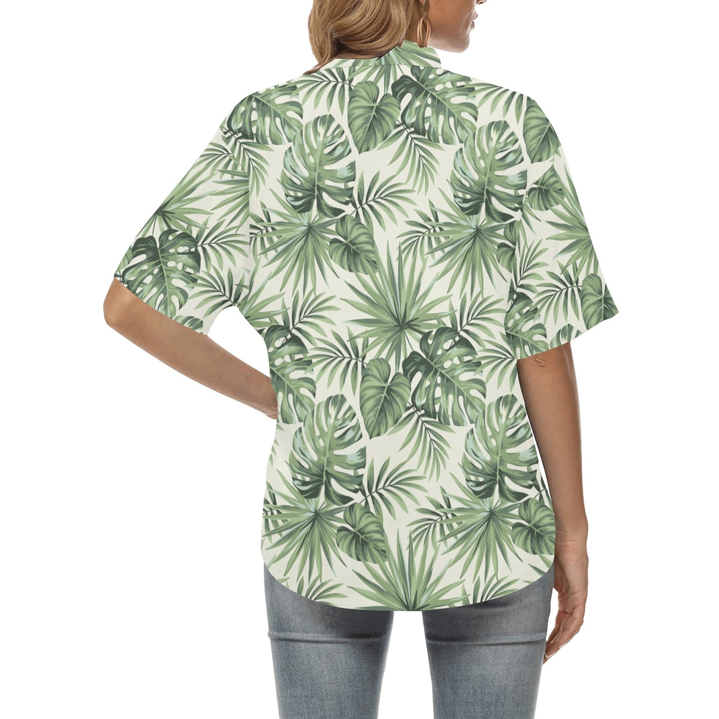 Palm Leaf Pattern Print Design A02 Women's Hawaiian Shirt