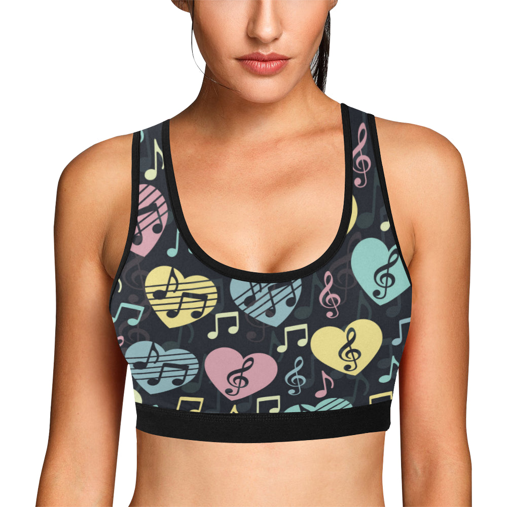 Music note Pattern Print Design A03 Sports Bra