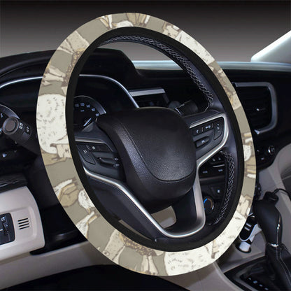Alpaca Pattern Print Design 01 Steering Wheel Cover with Elastic Edge