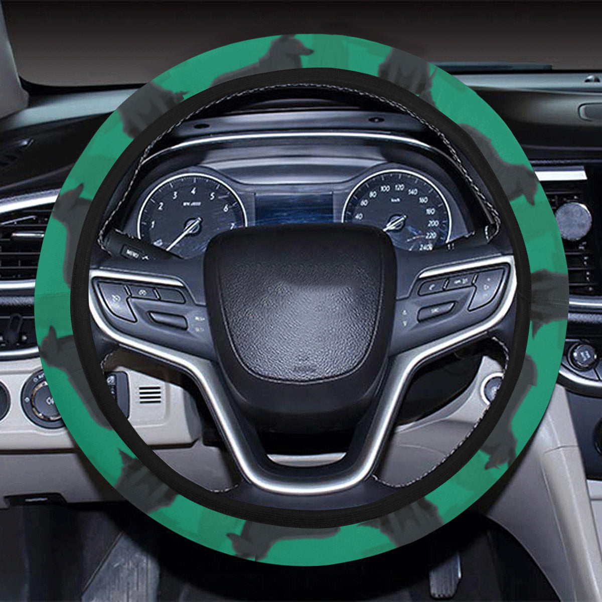 Belgian Sheepdog Pattern Print Design 01 Steering Wheel Cover with Elastic Edge