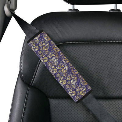 Paisley Blue Yellow Design Print Car Seat Belt Cover