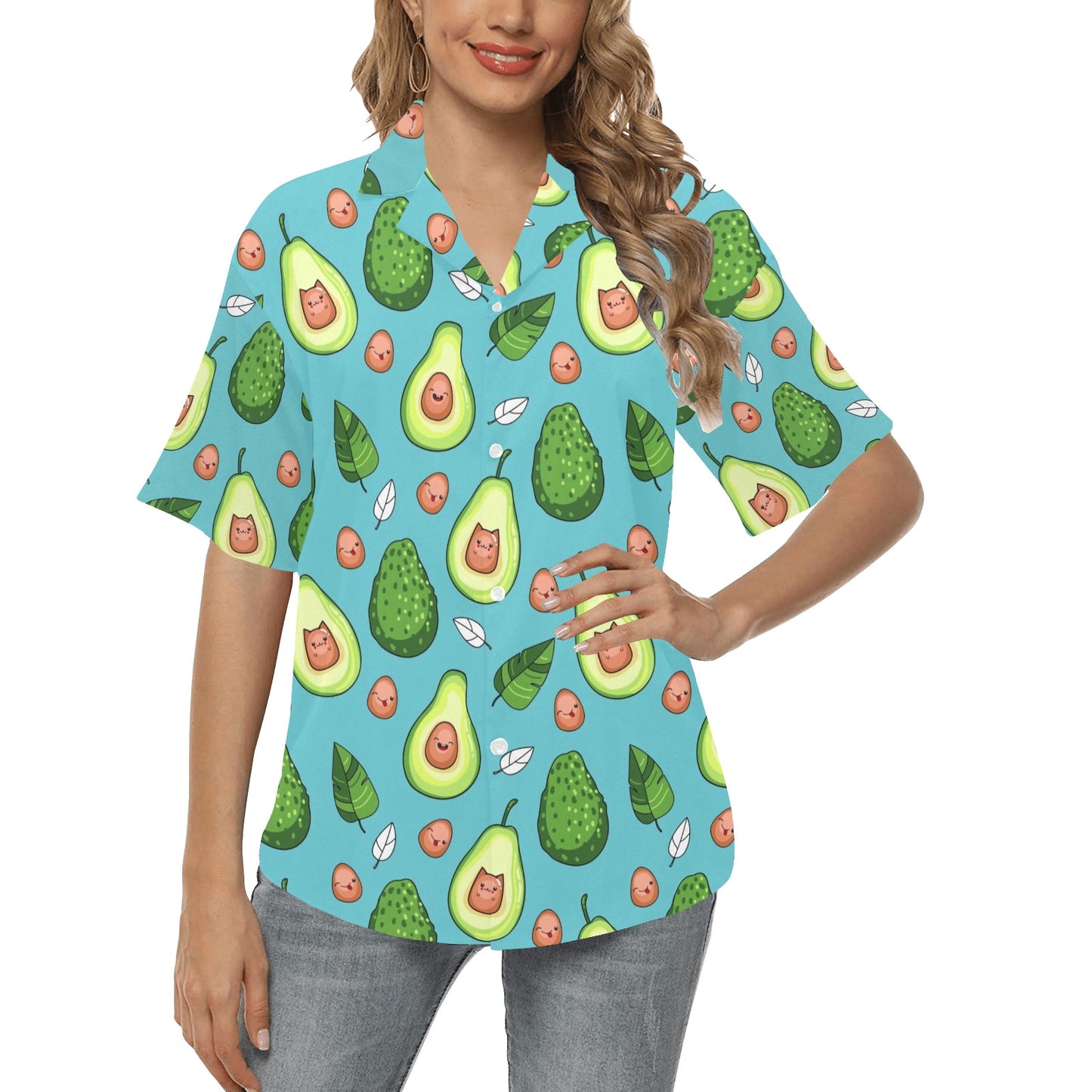 Avocado Pattern Print Design AC05 Women's Hawaiian Shirt