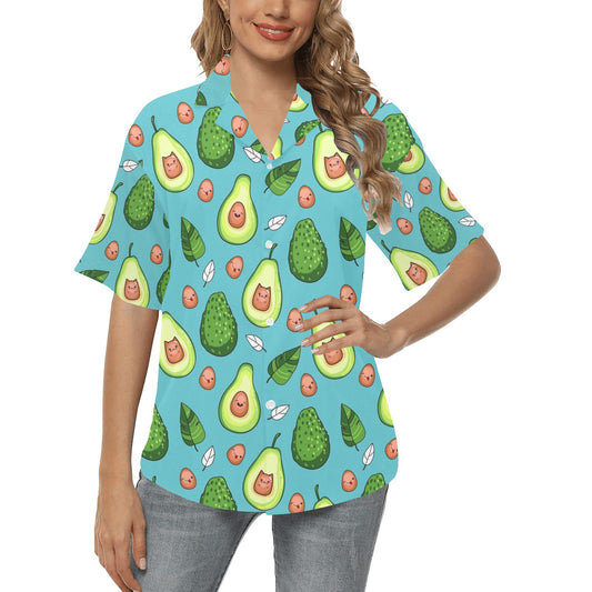 Avocado Pattern Print Design AC05 Women's Hawaiian Shirt