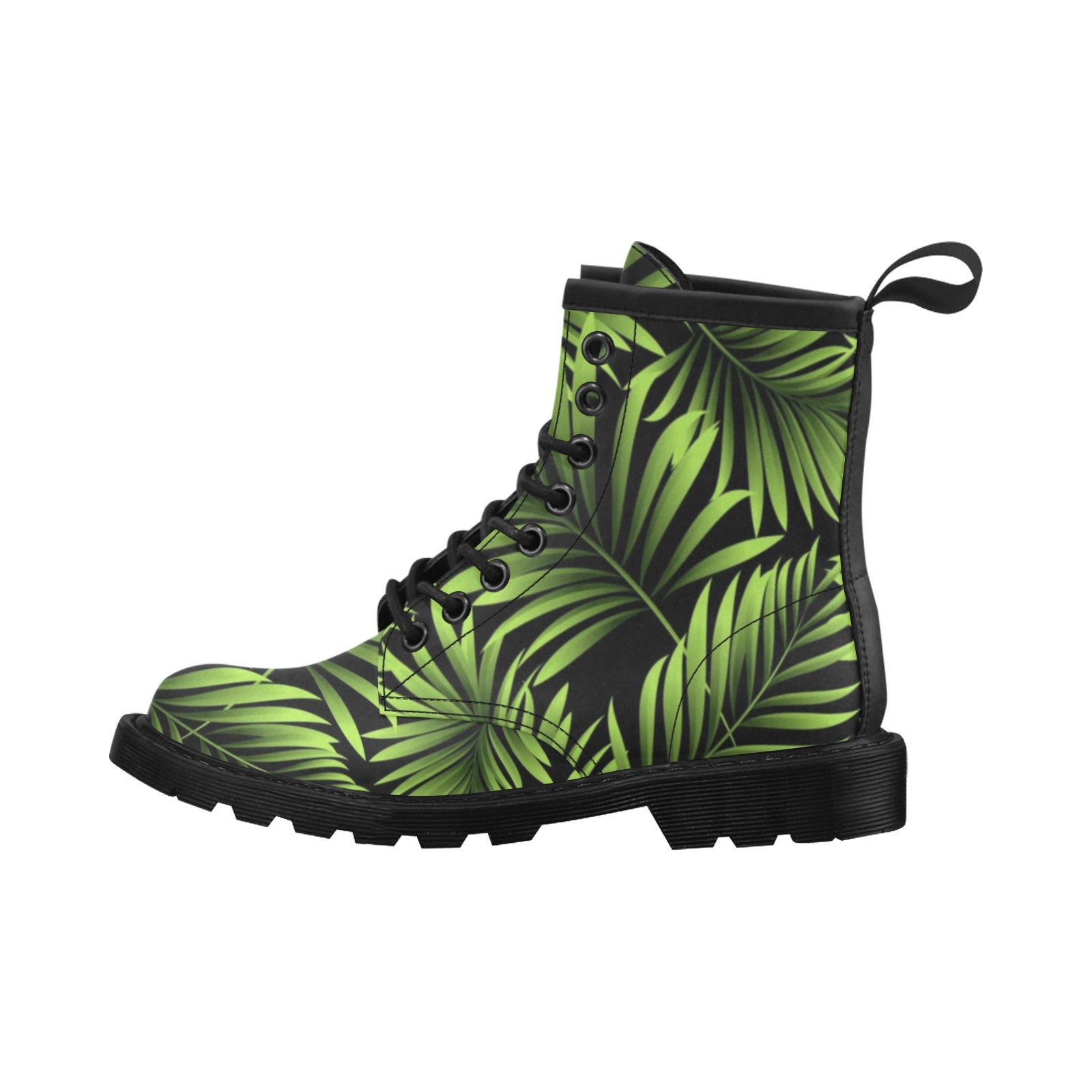 Green Neon Tropical Palm Leaves Women's Boots