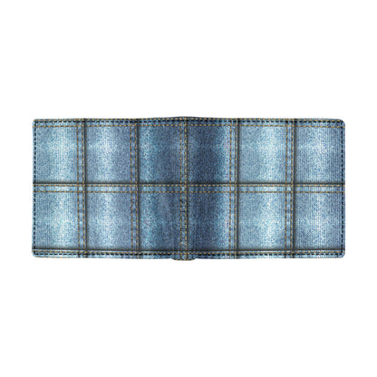 Jean Patchwork Pattern Print Design 02 Men's ID Card Wallet