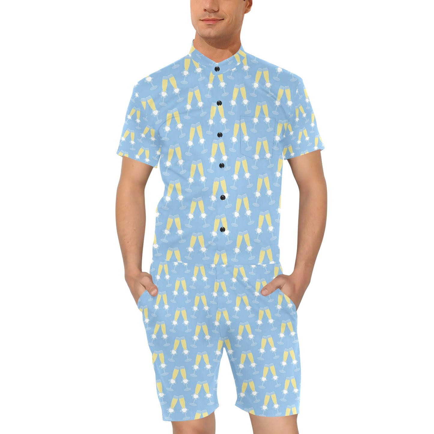 Champagne Pattern Print Design 06 Men's Romper