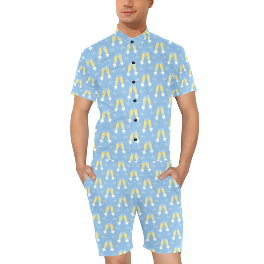 Champagne Pattern Print Design 06 Men's Romper
