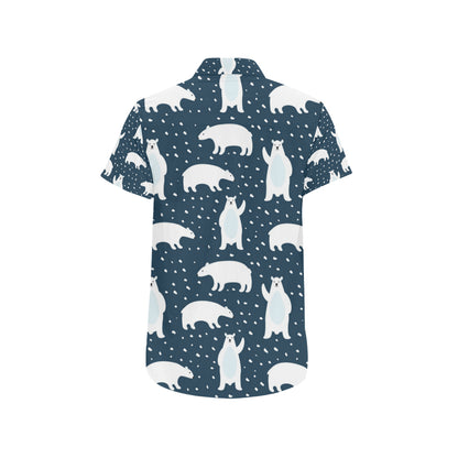 Polar Bear Pattern Print Design A02 Men's Short Sleeve Button Up Shirt