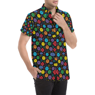 Chakra Pattern Print Design 01 Men's Short Sleeve Button Up Shirt