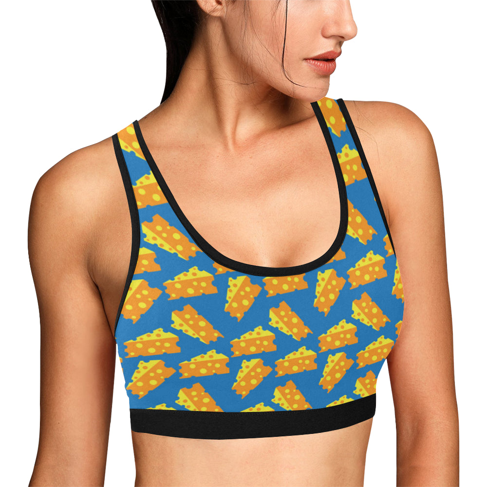 Cheese Pattern Print Design 05 Sports Bra