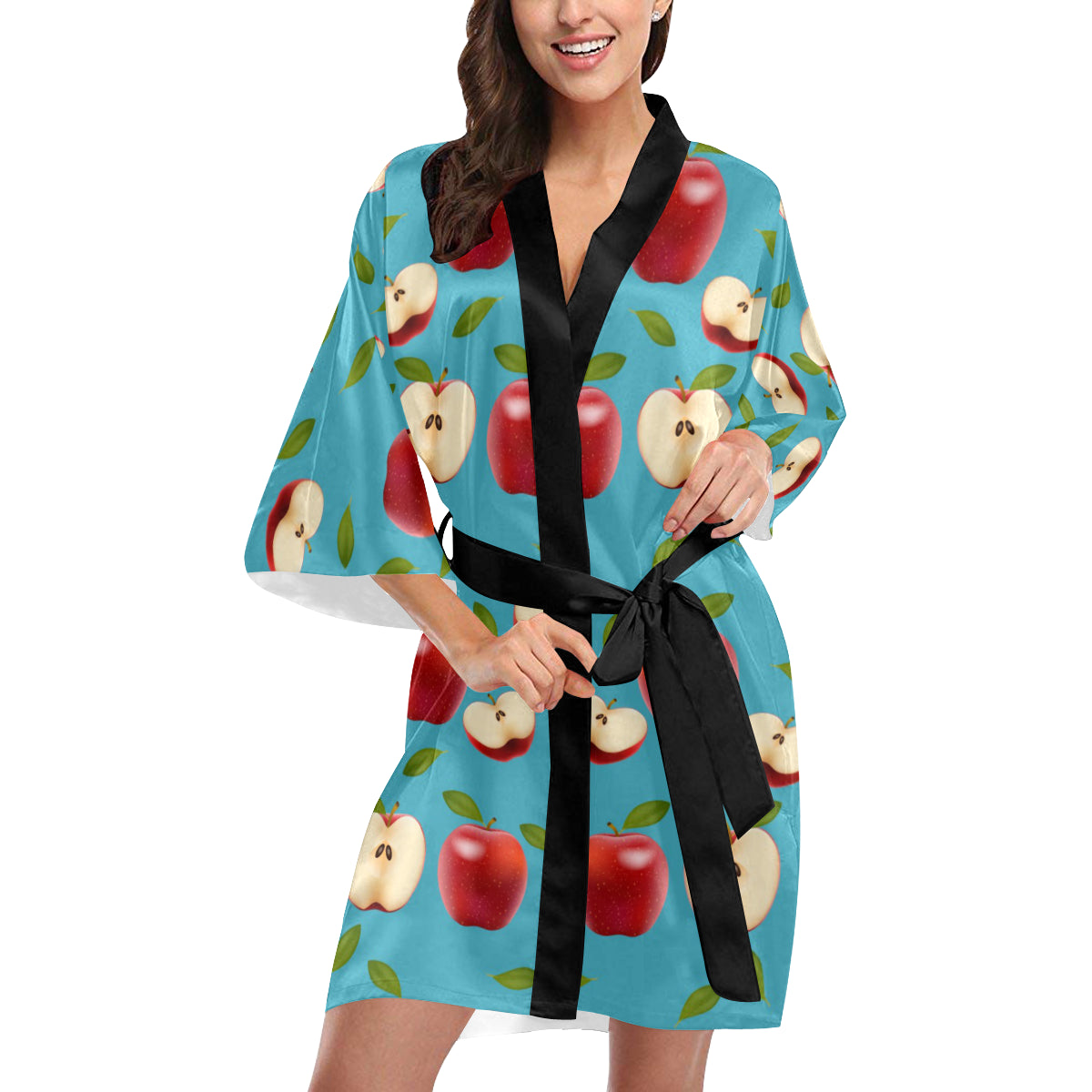 Apple Pattern Print Design AP012 Women's Short Kimono