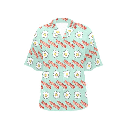 Bacon Sausage Pattern Print Design 01 Women's Hawaiian Shirt