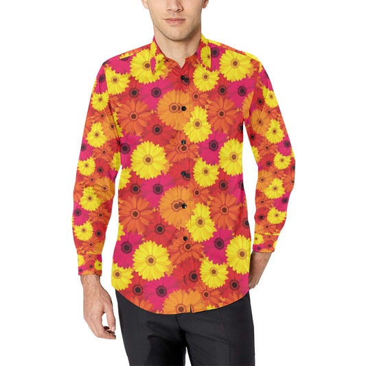 Gerberas Pattern Print Design GB05 Men's Long Sleeve Shirt