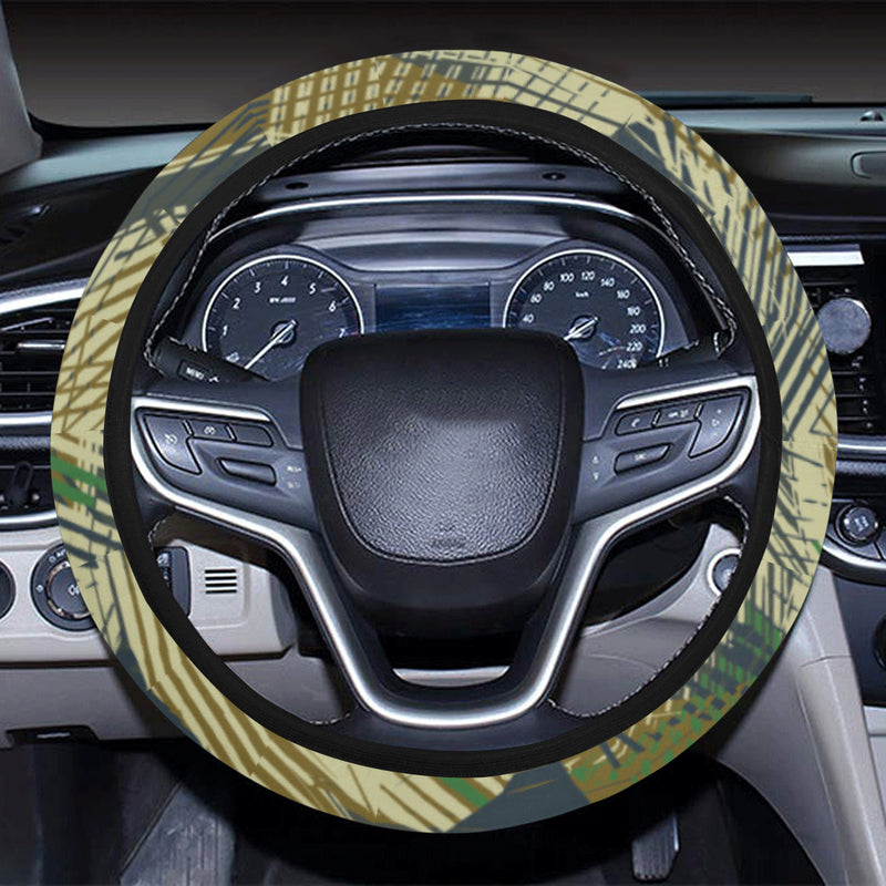 Military Camouflage Pattern Print Design 01 Steering Wheel Cover with Elastic Edge